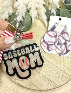“Baseball Mom” Wristlet Keychain